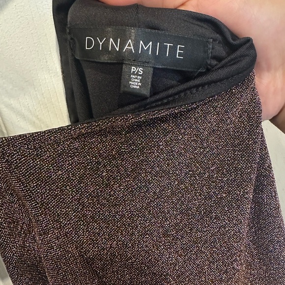 ⚡️2/$25⚡️ Dynamite Sparkly Bronze Brown Cut Out Dress | Size S | NWOT | Vacation - Picture 12 of 14